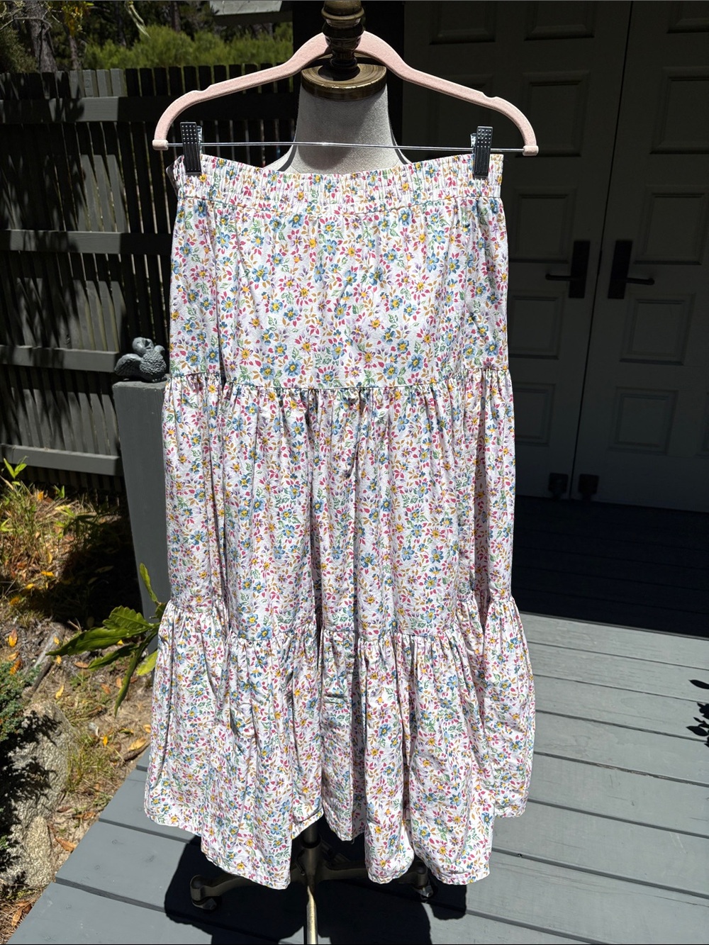 Van Heusen White Floral Cotton Peasant Tiered Skirt